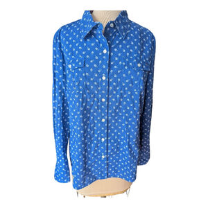 Tommy Hilfiger 100% Cotton Button Down Shirt Women's Size XL Contrast Cuffs EUC